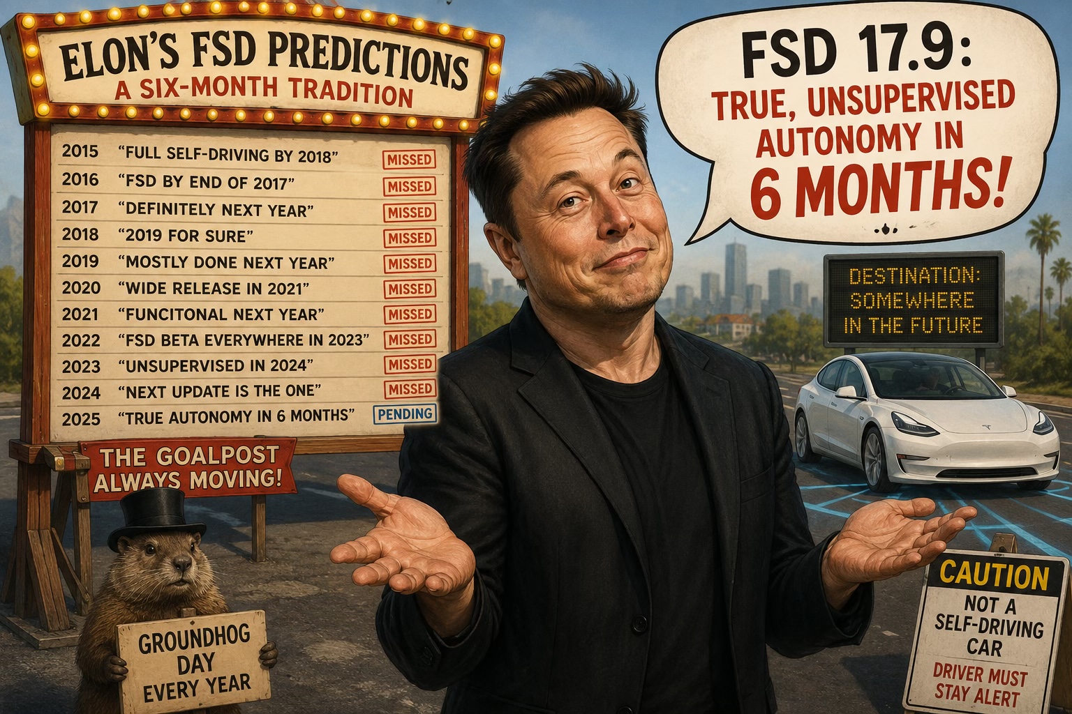 2031: Musk Claims Tesla FSD Will Be 'Truly Autonomous in Six Months' — Again