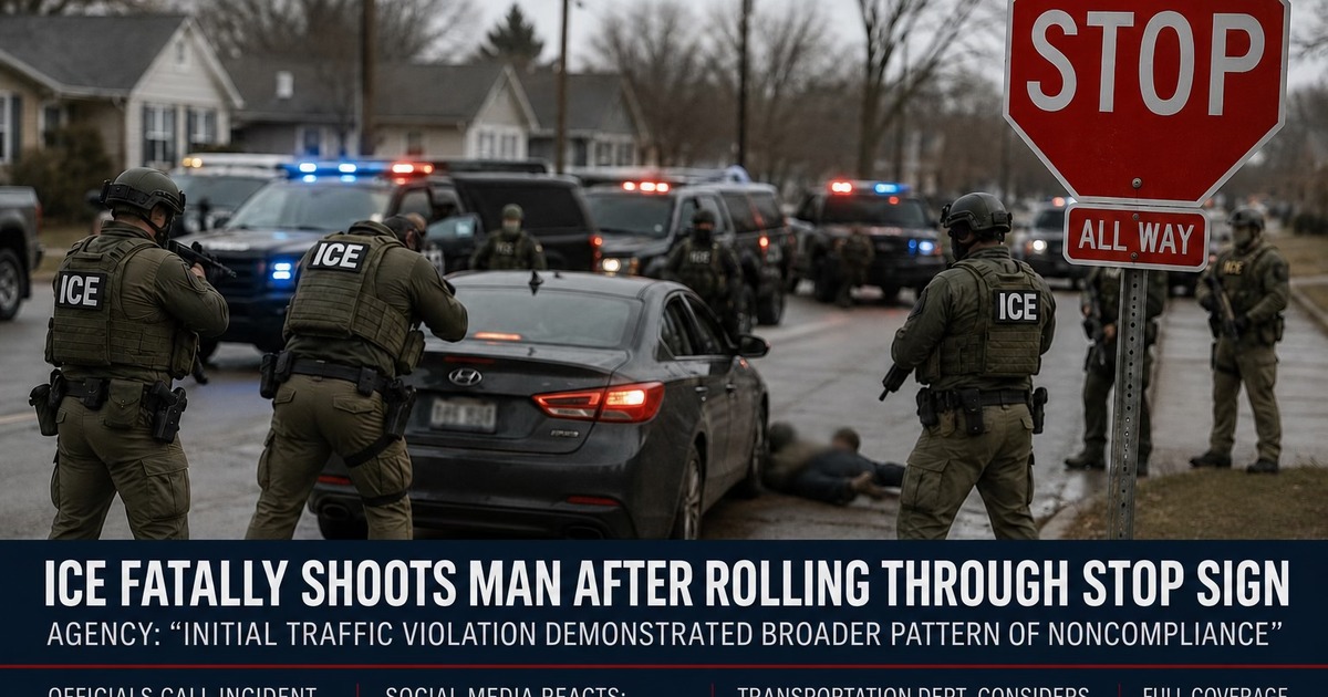 ICE Fatally Shoots Man After Rolling Through Stop Sign; Social Media Divided Over Whether He "Should Have Just Followed the Law"