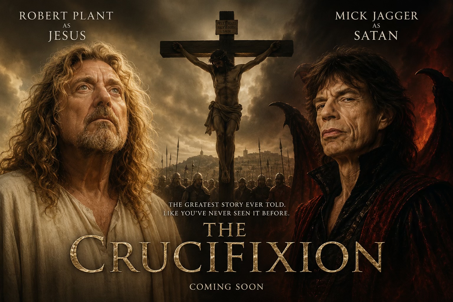 BREAKING: Robert Plant Cast as Jesus, Mick Jagger as Satan in New Crucifixion Film; Plot Details Leave Fans Speechless