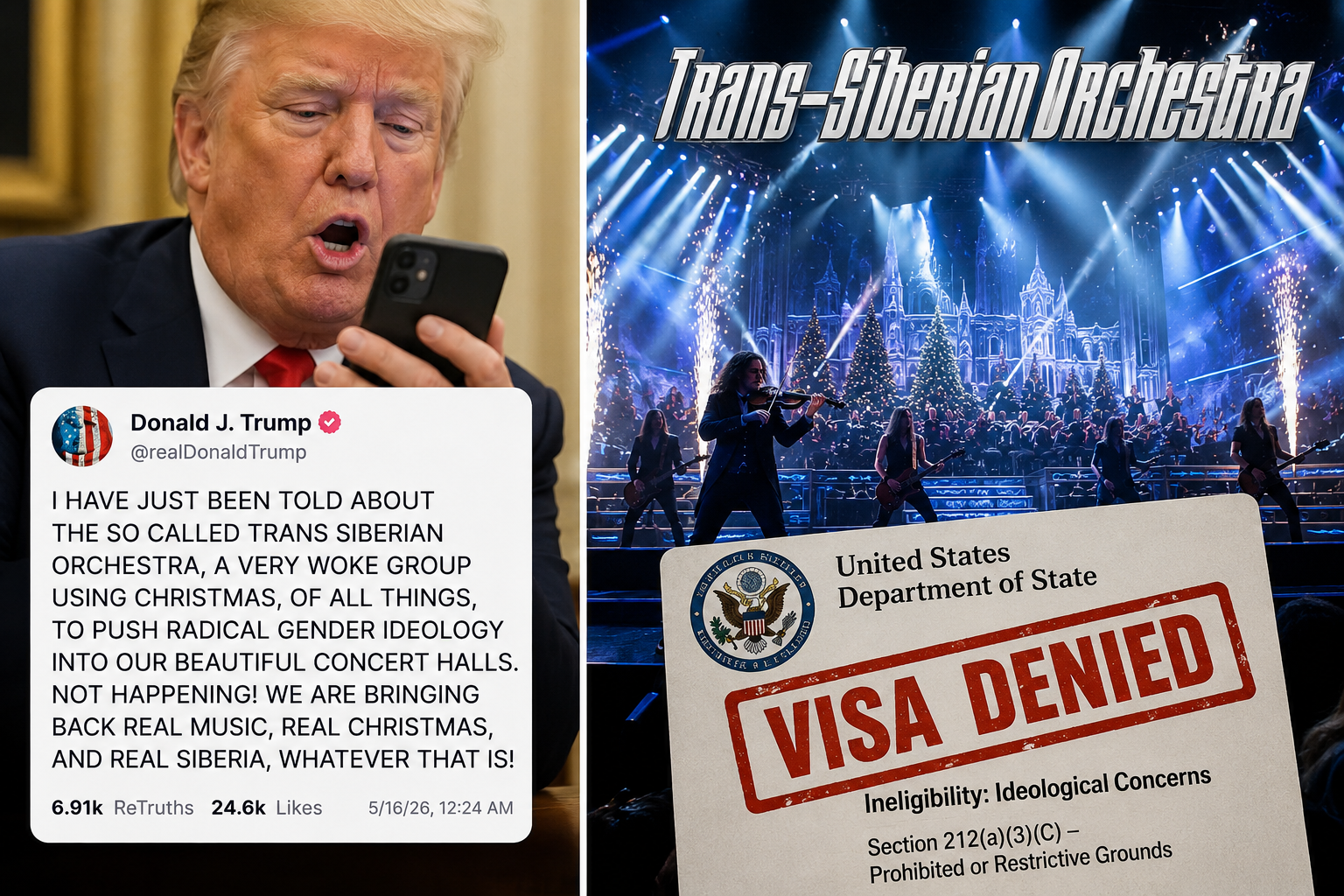 Trump Denies Trans Siberian Orchestra Visas After Discovering Word “Trans” in Band Name